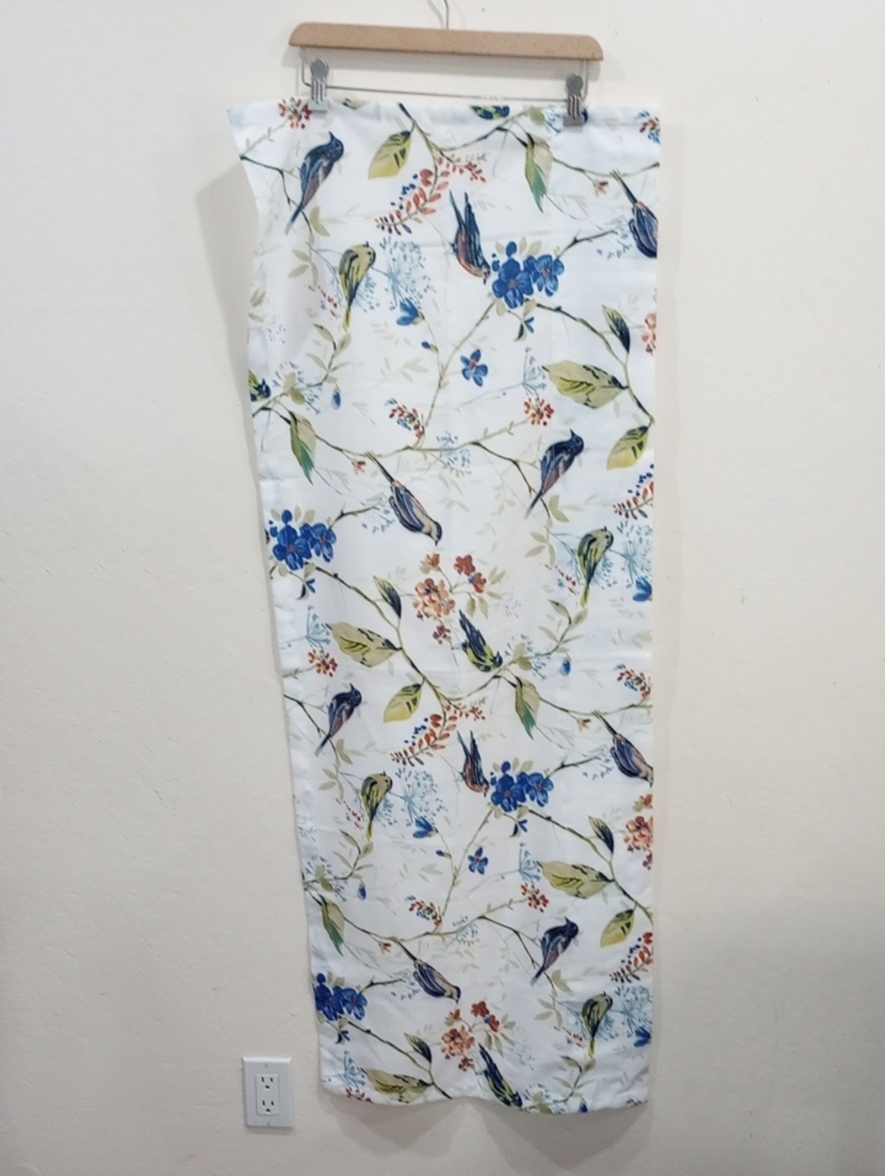 Vogol White Bird Print Valances, Set Of 2 Panels